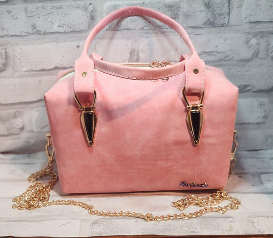 Pink Faux Suede Handbag