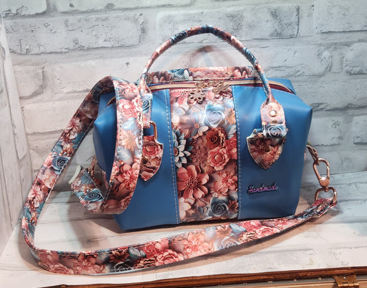 Blue and Floral Handbag