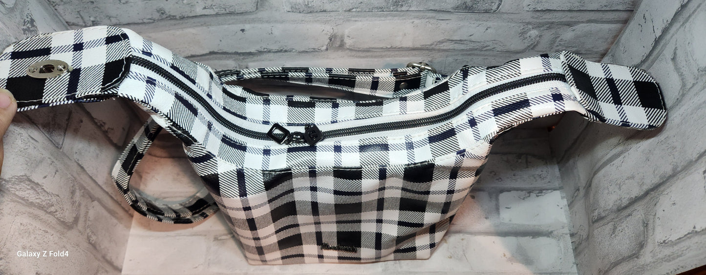 Black and White Checked Handbag