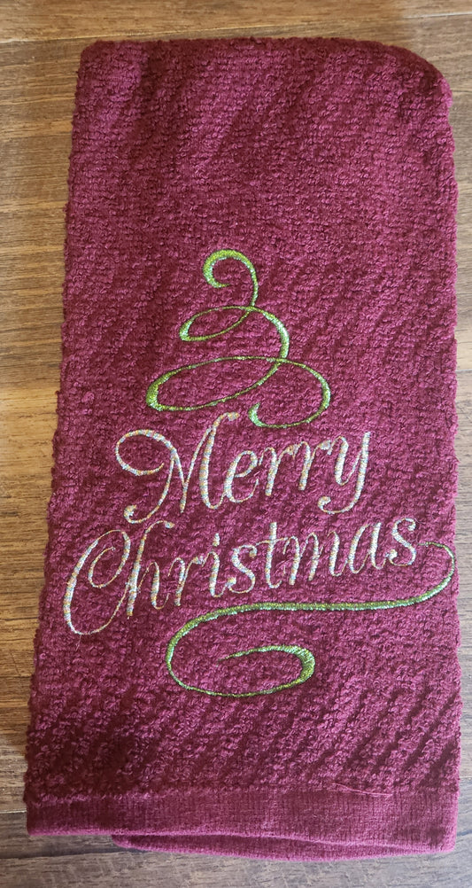 Embroidered Merry Christmas Kitchen Towel