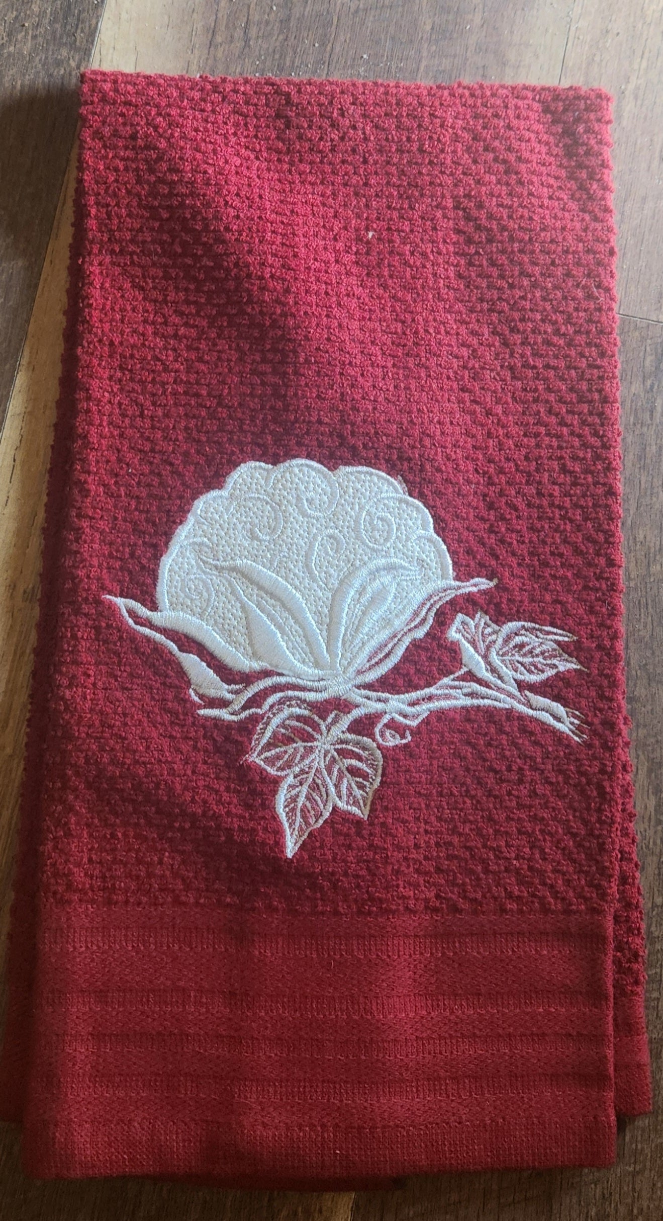 Embroidered Cotton Ball Kitchen Towel