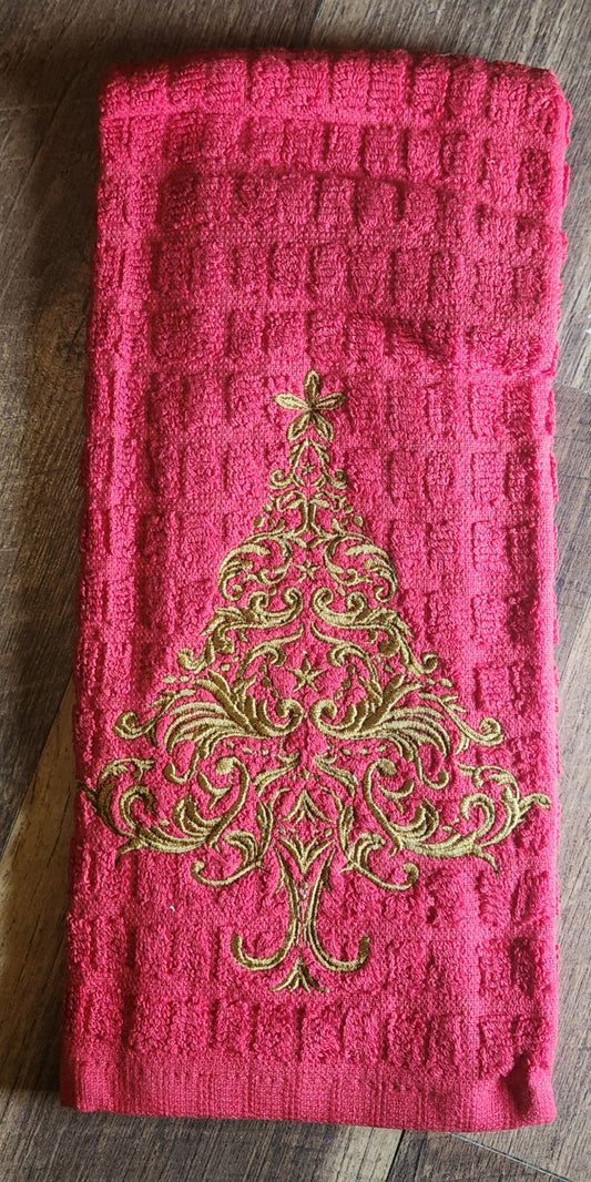 Embroidered Christmas Tree Kitchen Towel