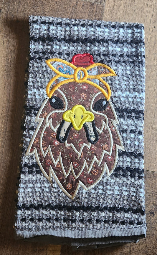 Embroidered Appliqued Chicken Kitchen Towel