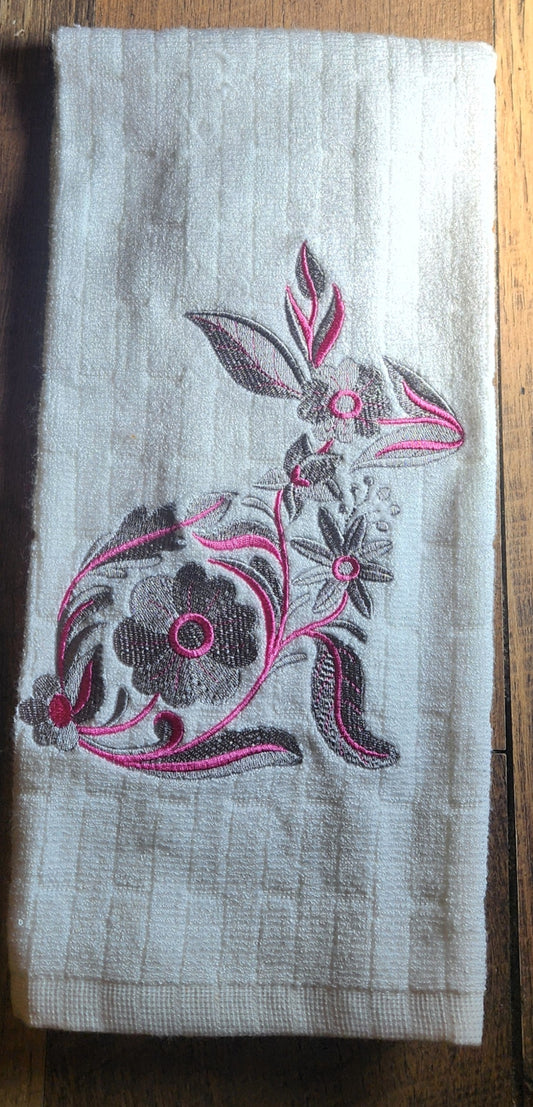 Embroidered Bunny Kitchen Towel