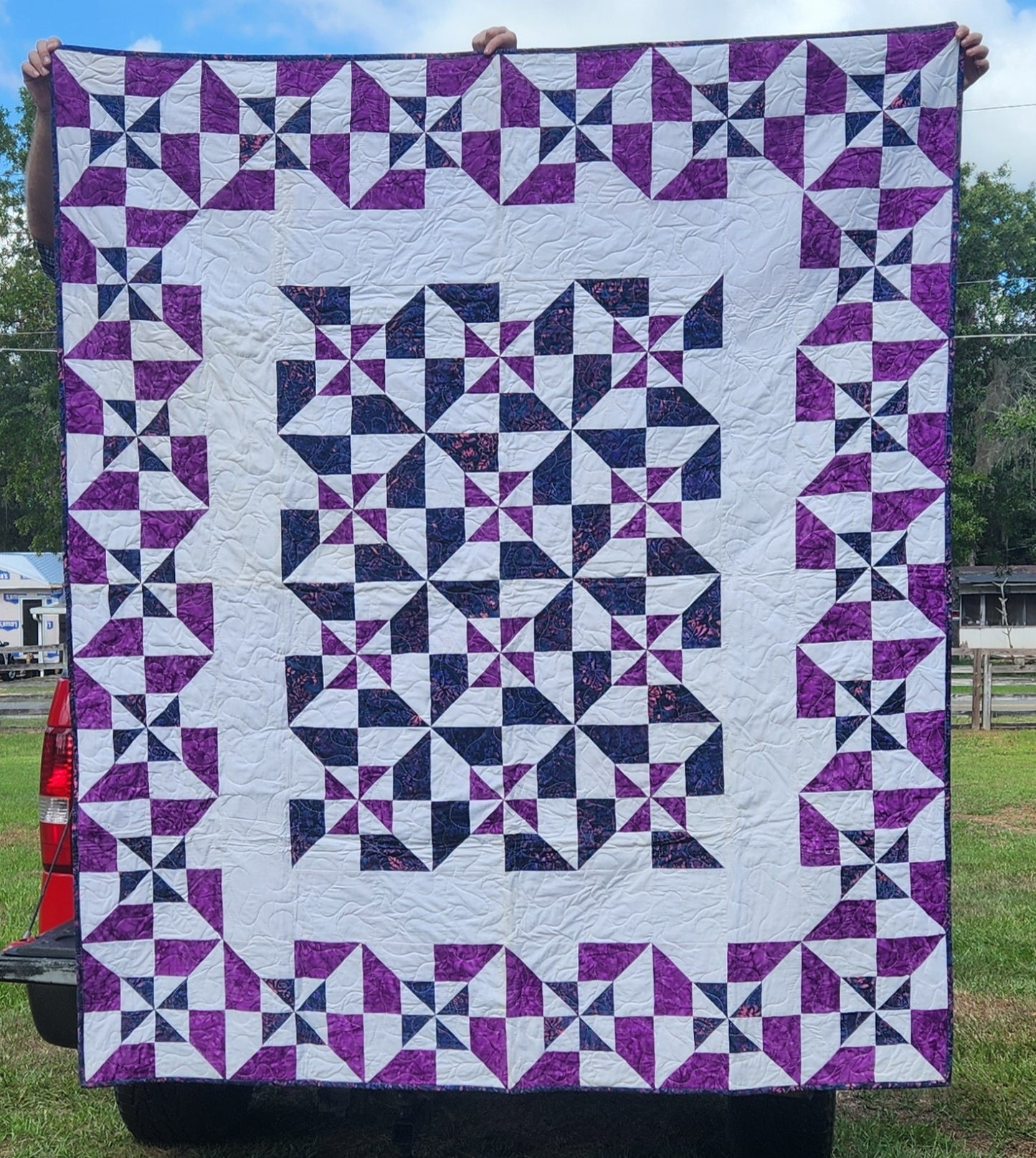 Handmade Purple Double Pinwheel Quilt